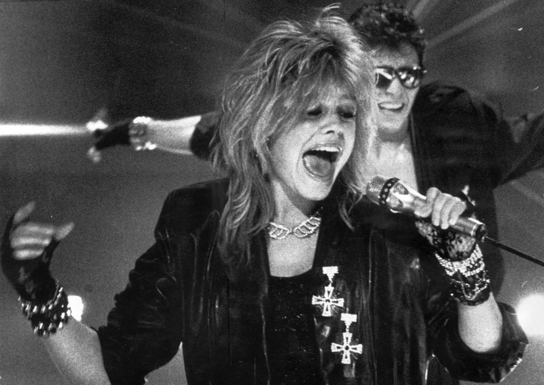 Pernilla Wahlgren i Melodifestivalen 1985. Arkivbild.