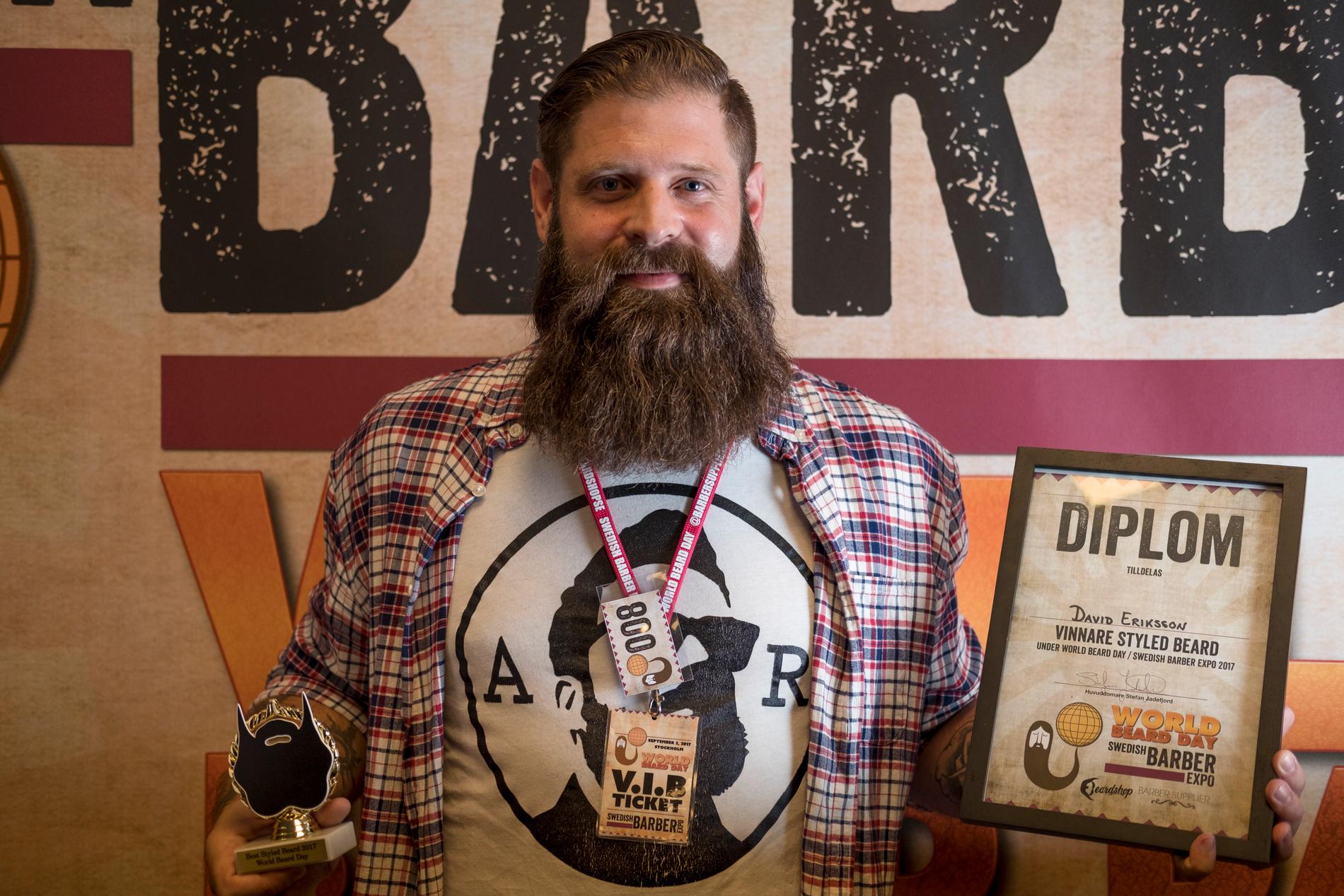 David Eriksson, 36, kammade hem tunga titeln Årets skägg.