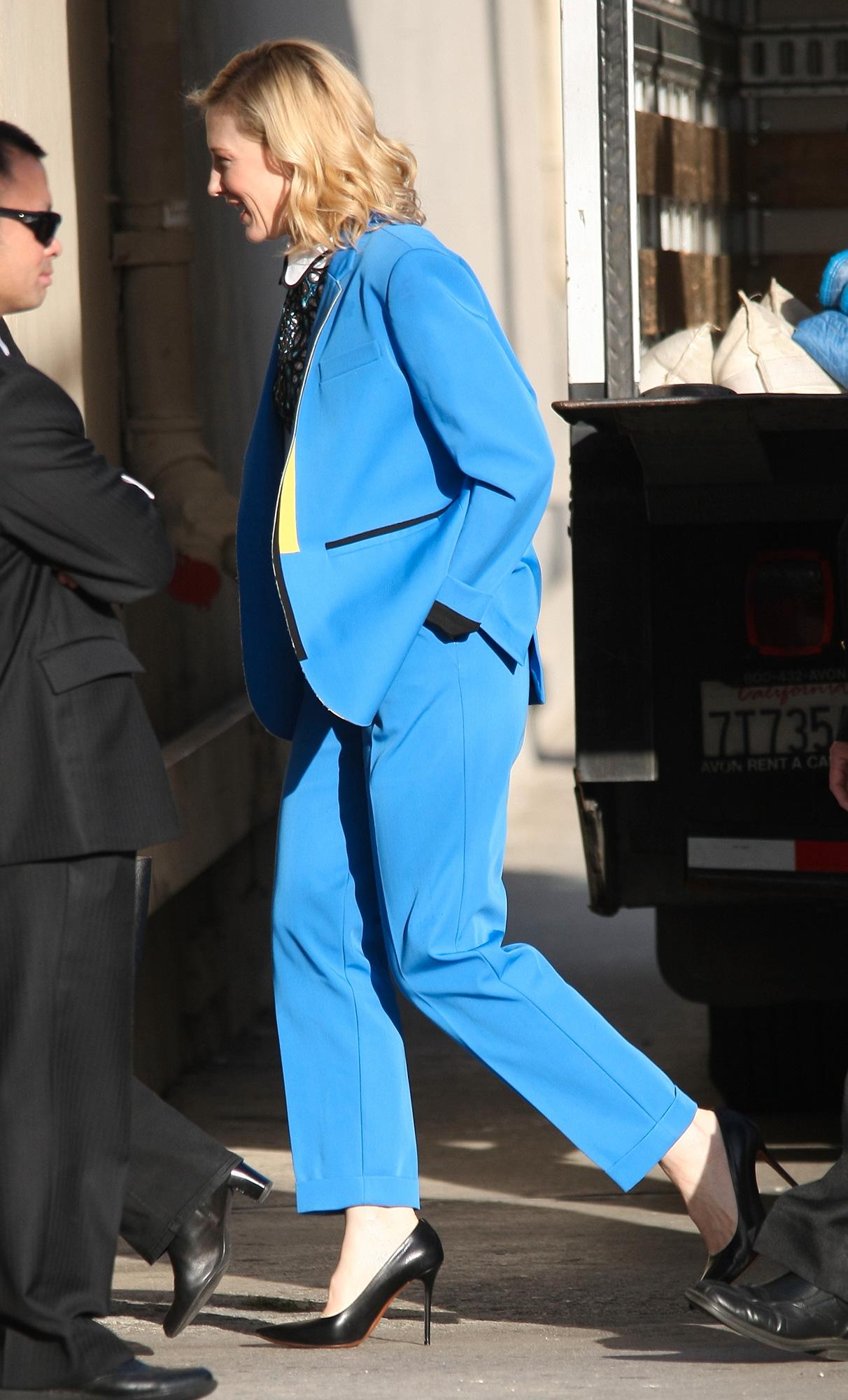 Cate Blanchett Cate valde en härligt färgglad kostym i avslappnad passform. Supersnyggt tycker vi!