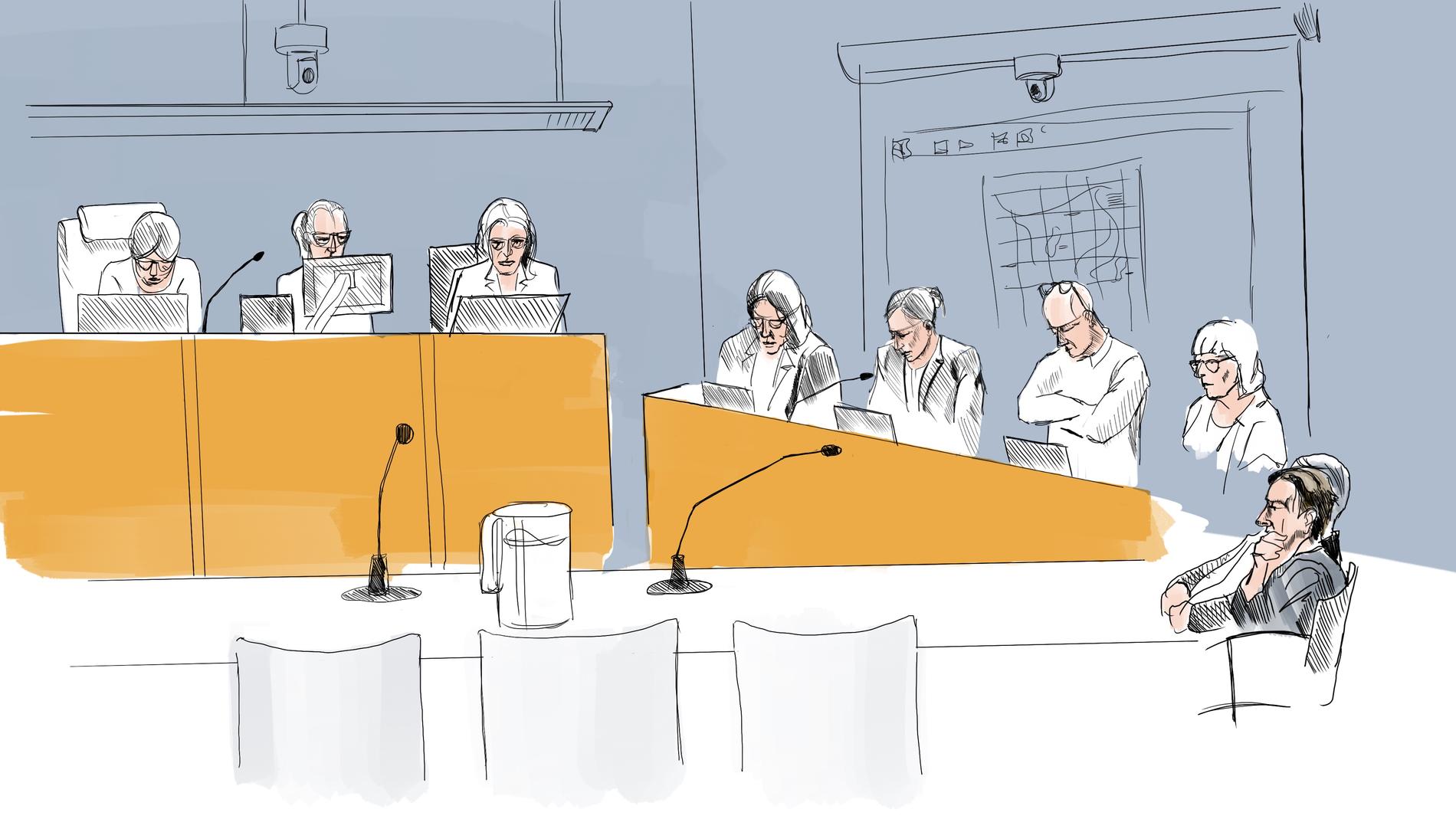 Illustration från förhandlingen i hovrätten för nedre Norrland.