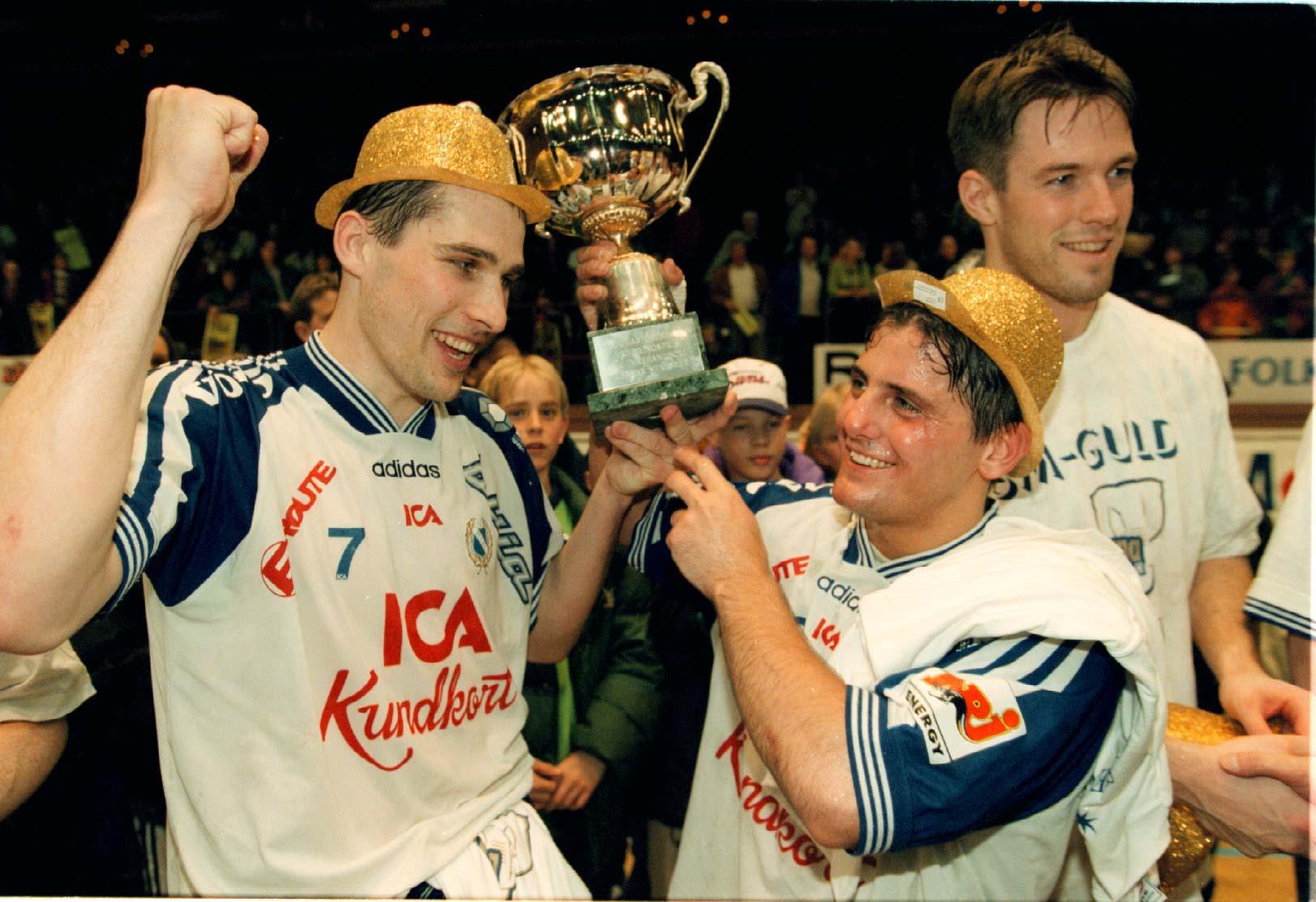 Redbergslids stjärnspäckade guldlag 1997 med bland andra Lövgren, Vranjes och Frändesjö.