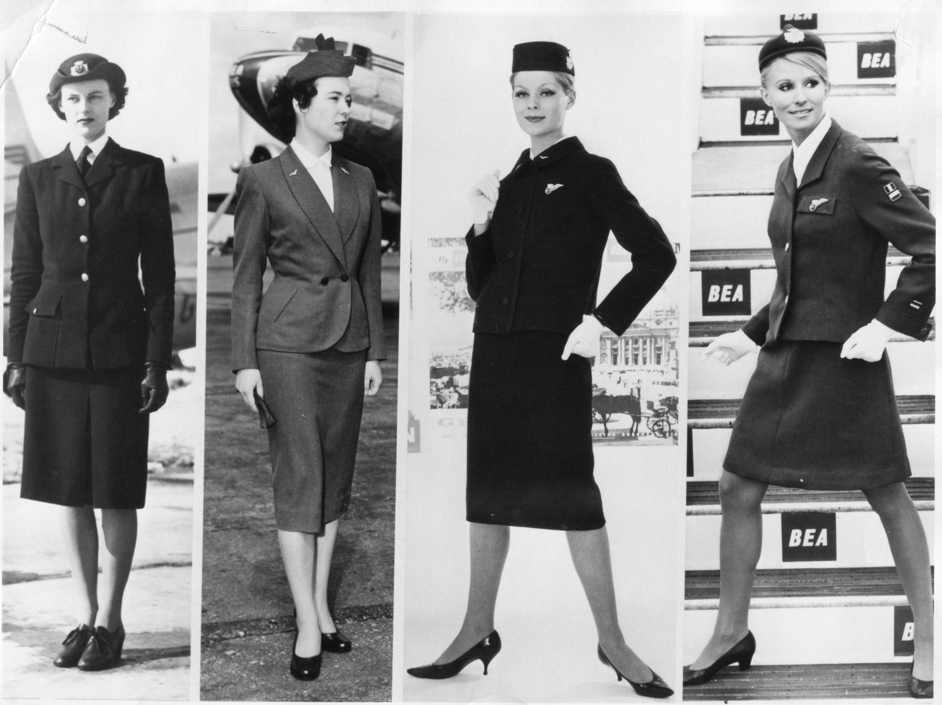 Mellan år 1947 och 1967 skedde en del förändringar i kabinpersonalens klädsel. 
