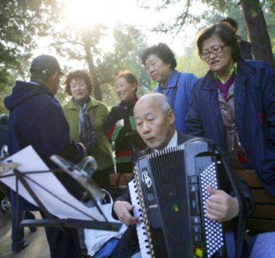 Sångare i Jingshanparken.