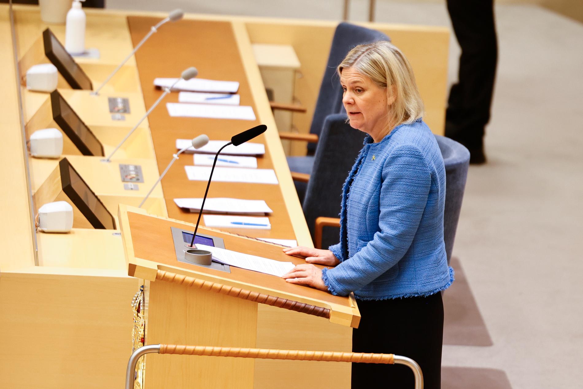 Socialdemokraternas partiledare Magdalena Andersson (S).