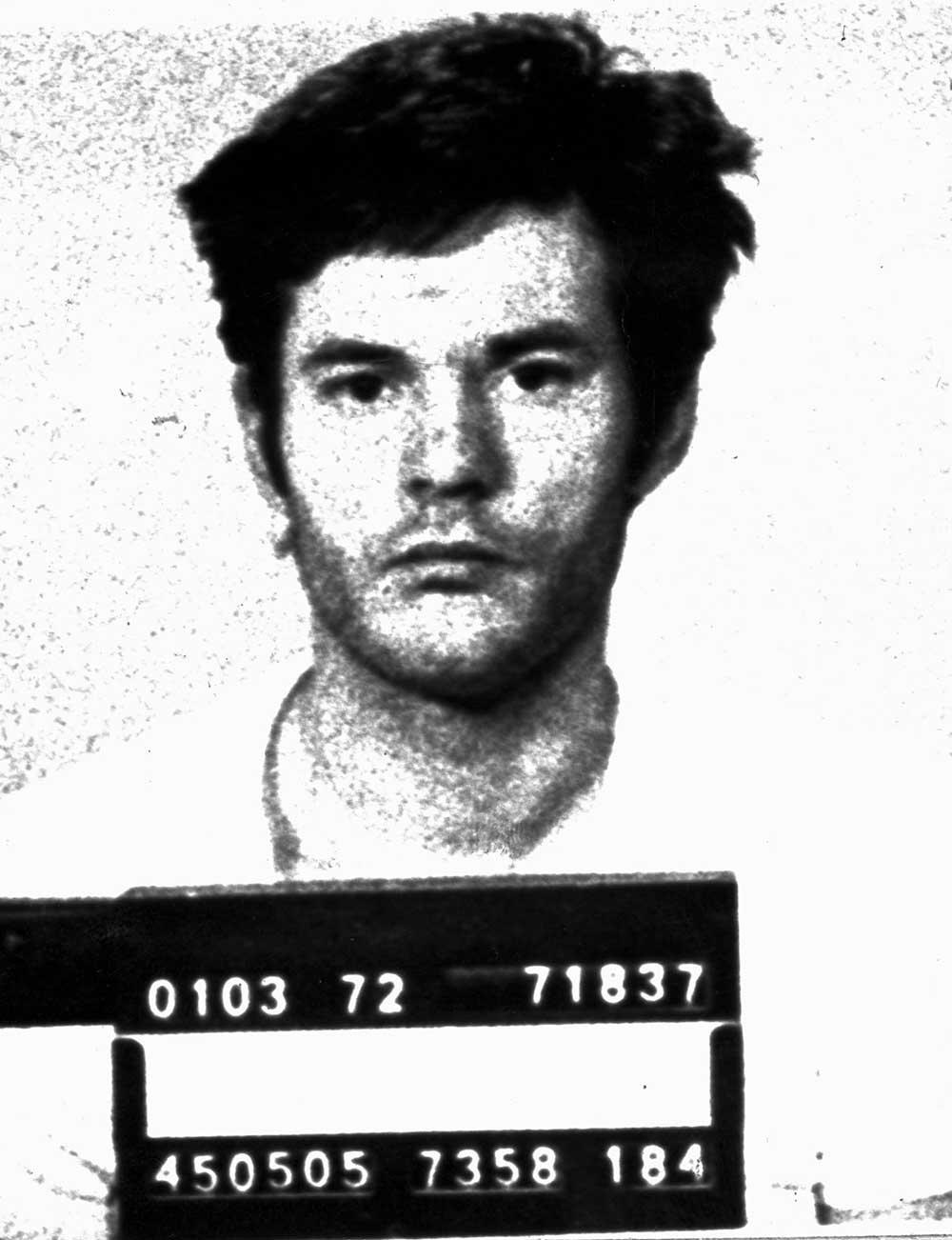 Lars-Inge Svartenbrandt fotad av polisen i samband med ett gripande 1972.