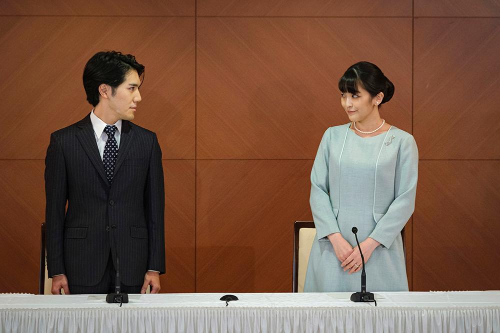 Kei Komuro och prinsessan Mako höll en presskonferens i samband med bröllopet den 26 oktober. 