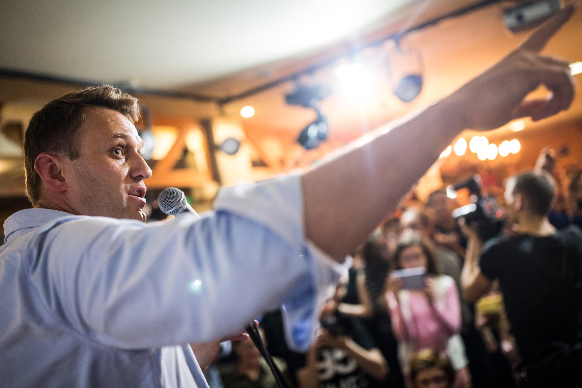 Navalnyj vid ett kampanjmöte i staden Perm i fredags, inför protesterna på den ryska nationaldagen.