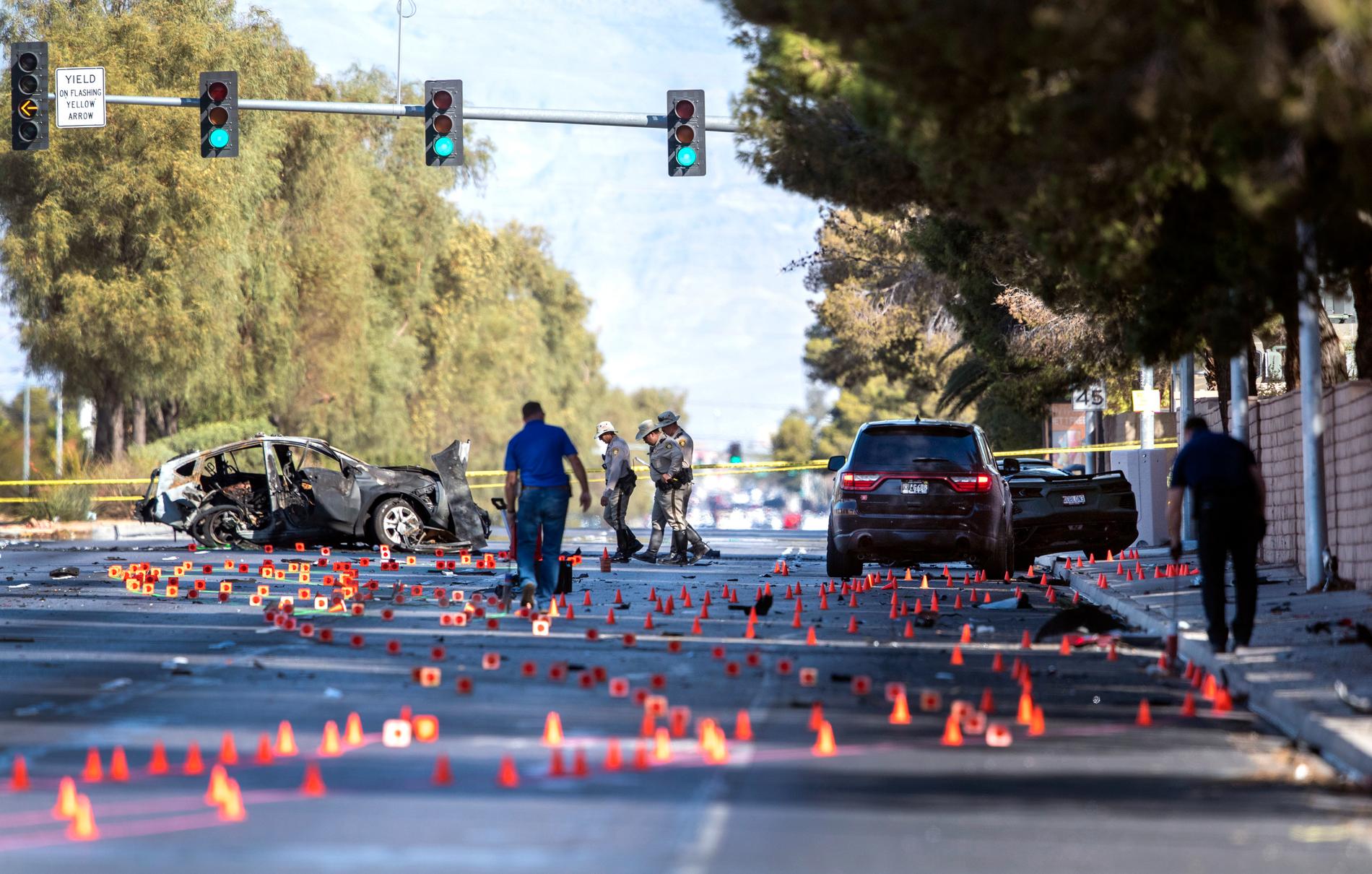 Las Vegas-polisen på olycksplatsen.