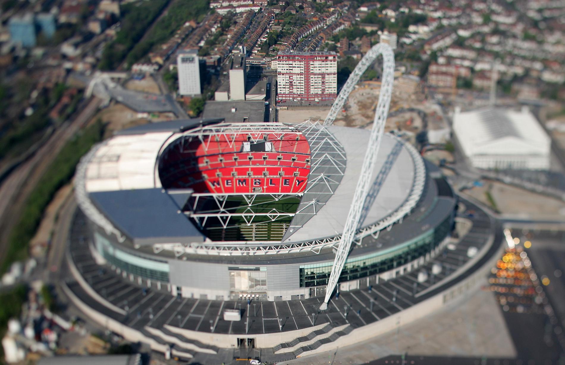 Wembley Stadium, London. Kapacitet: 90 000. Byggår: 2007.