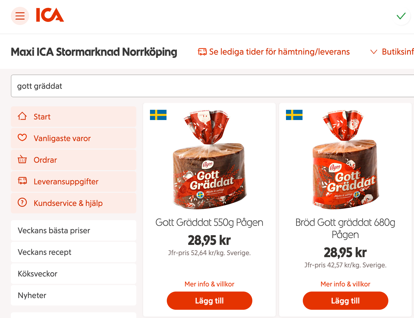 På torsdagen den 29 september sålde Maxi Ica Stormarknad i Norrköping båda förpackningarna – till samma pris. 