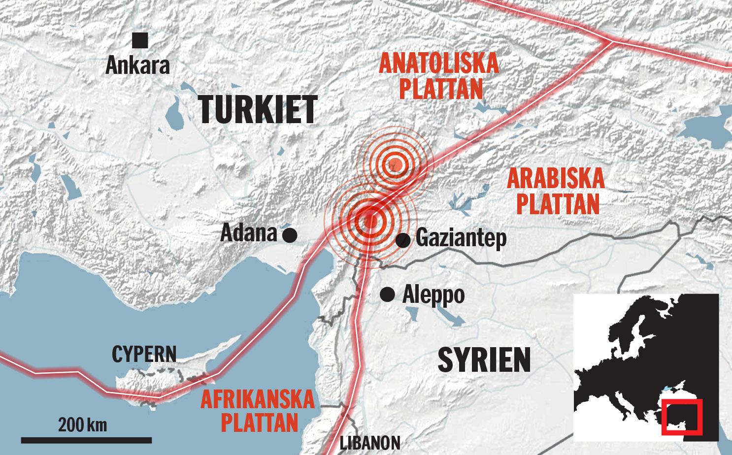 Epicentrum för skalvet låg enligt turkiska medier på sju kilometers djup och inträffade utanför staden Gaziantep, nära gränsen till Syrien.