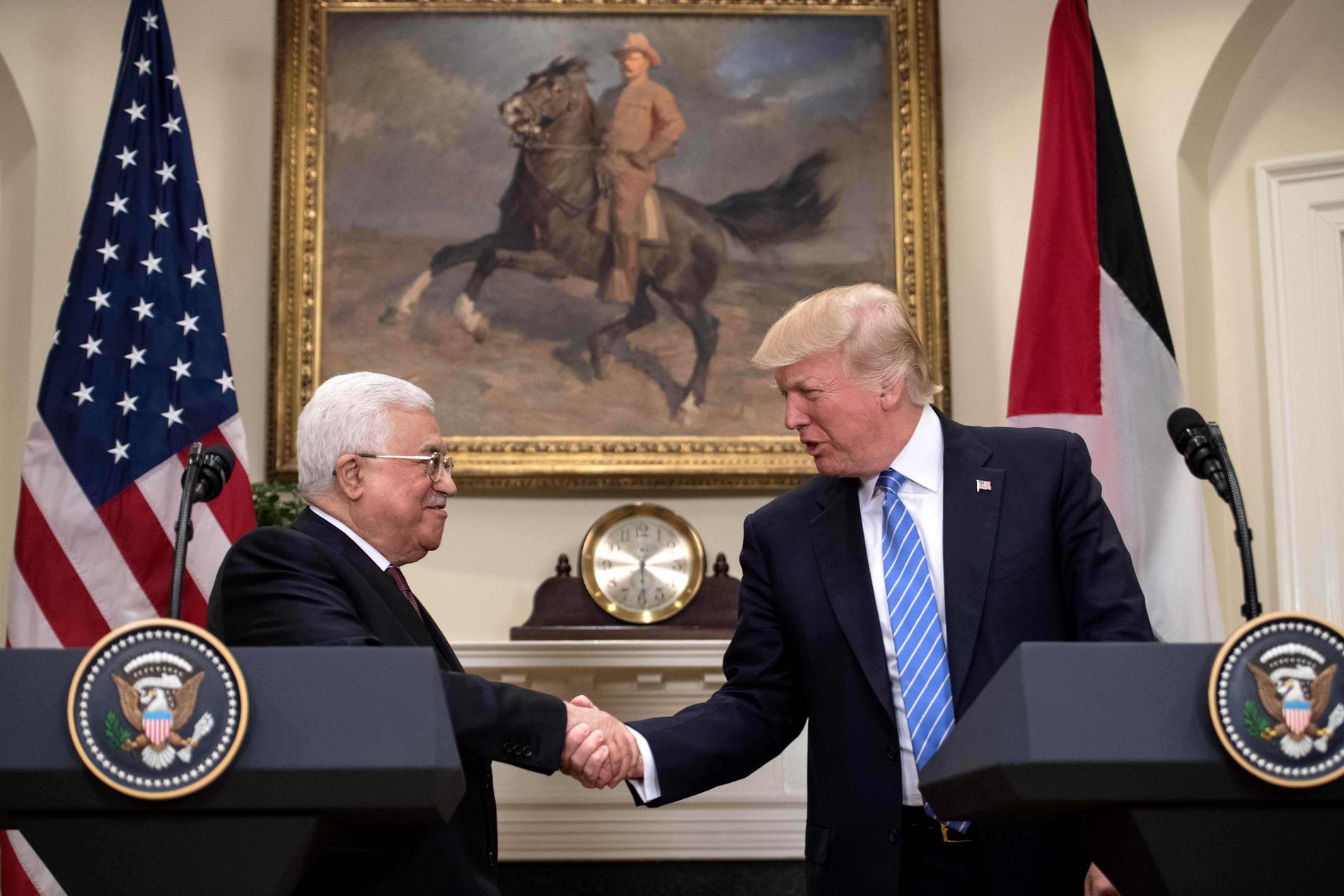 Mahmoud Abbas och Donald Trump.