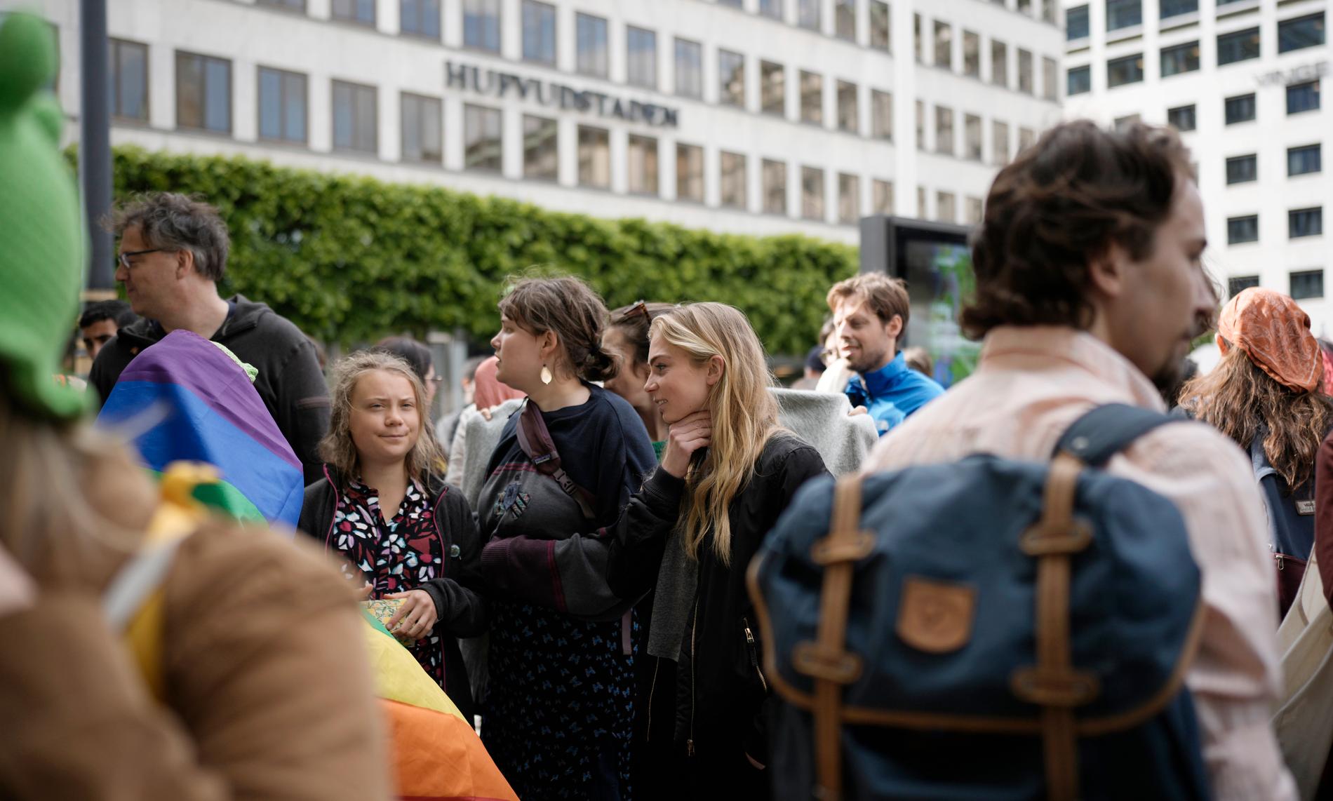 Klimataktivisten Greta Thunberg deltog i Fridays for futures demonstration som avslutades vid Norrmalmstorg i Stockholm.