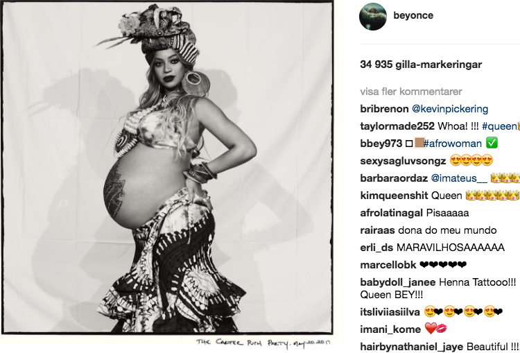 Beyoncé visar upp tvillingmagen på Instagram.