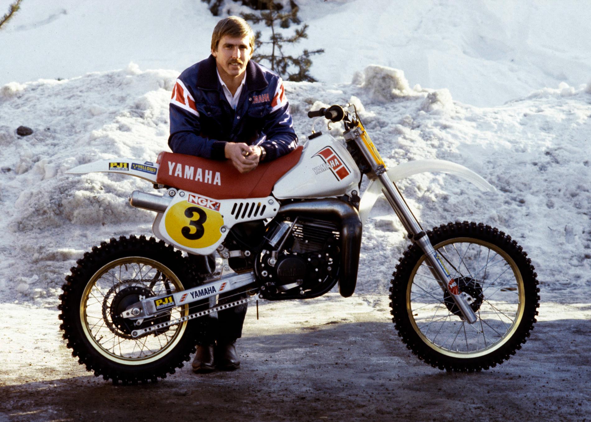 Carlqvist med sin motorcykel 23:e februari 1982.