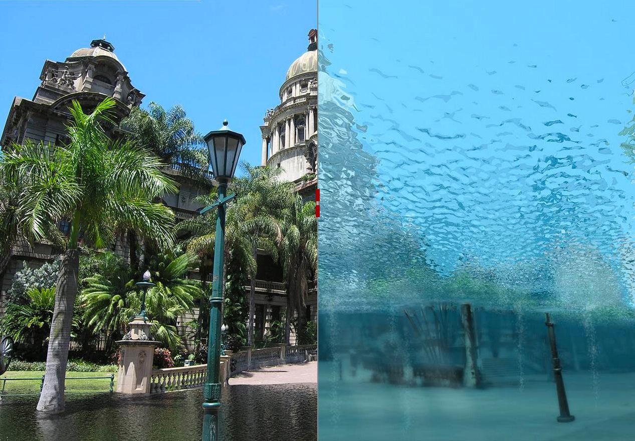 Stad under vatten Durban i Sydafrika är en av städerna som hamnar under vatten om klimatet skenar.