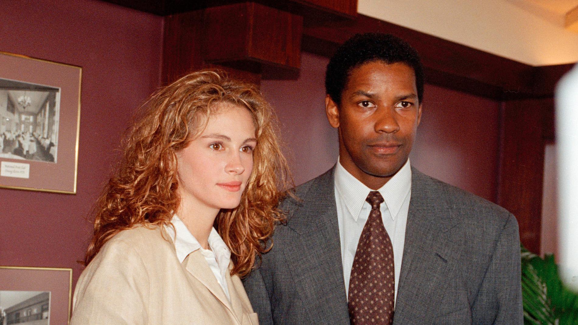 Julia Roberts och Denzel Washington 1993, i samband med "Pelikanfallet"-premiären. Arkivbild.