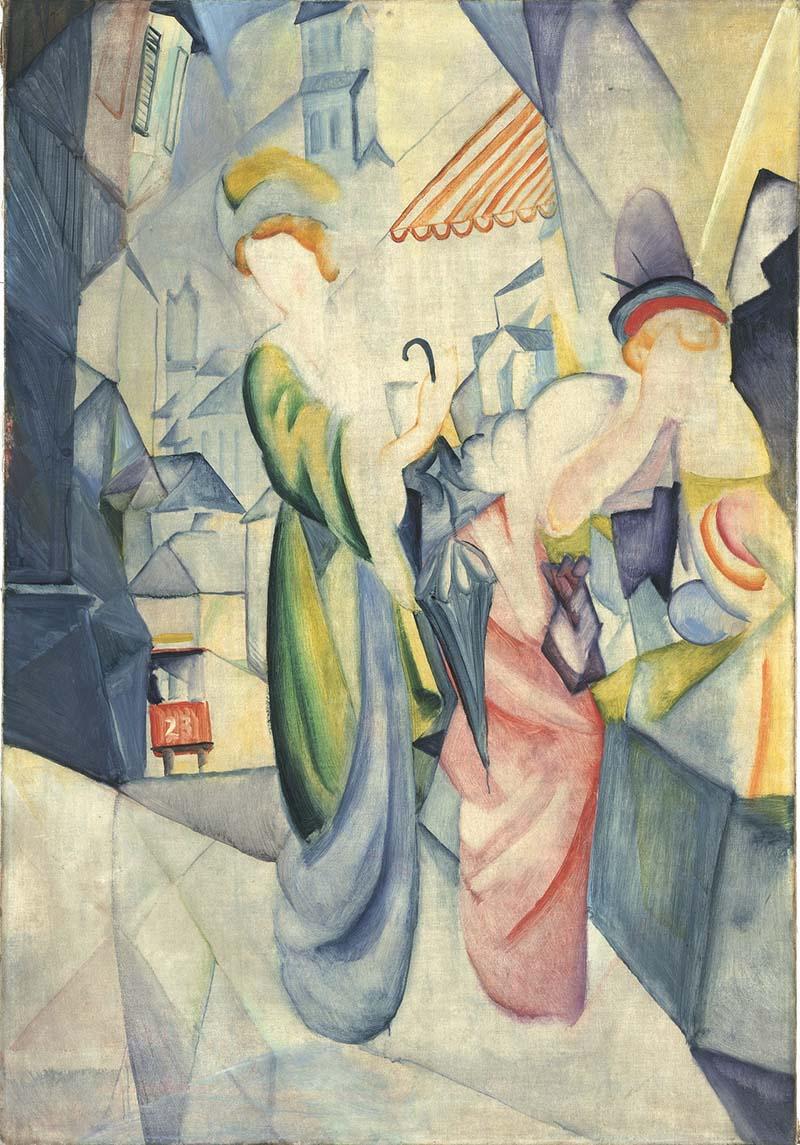 August Macke, Bleka kvinnor framför hattaffär, 1913 Collection Osthaus Museum Hagen.