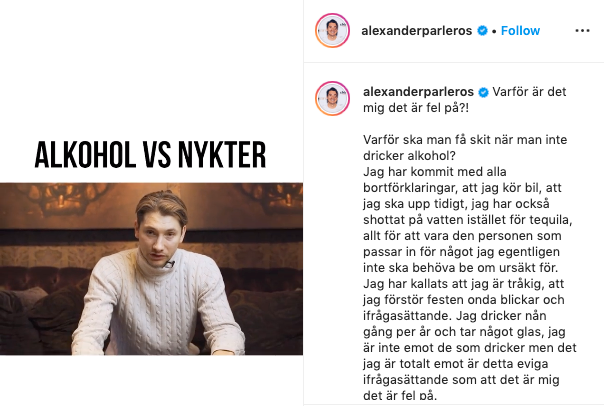 Från Alexander Pärleros Instagram. 