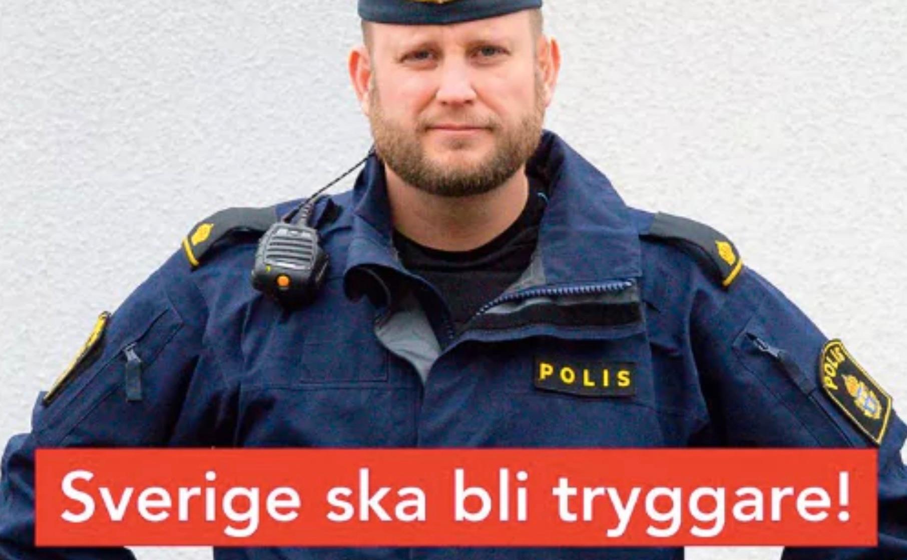 Bilden på polisen Daniel Jerrevik användes på Socialdemokraternas Facebook-sida.