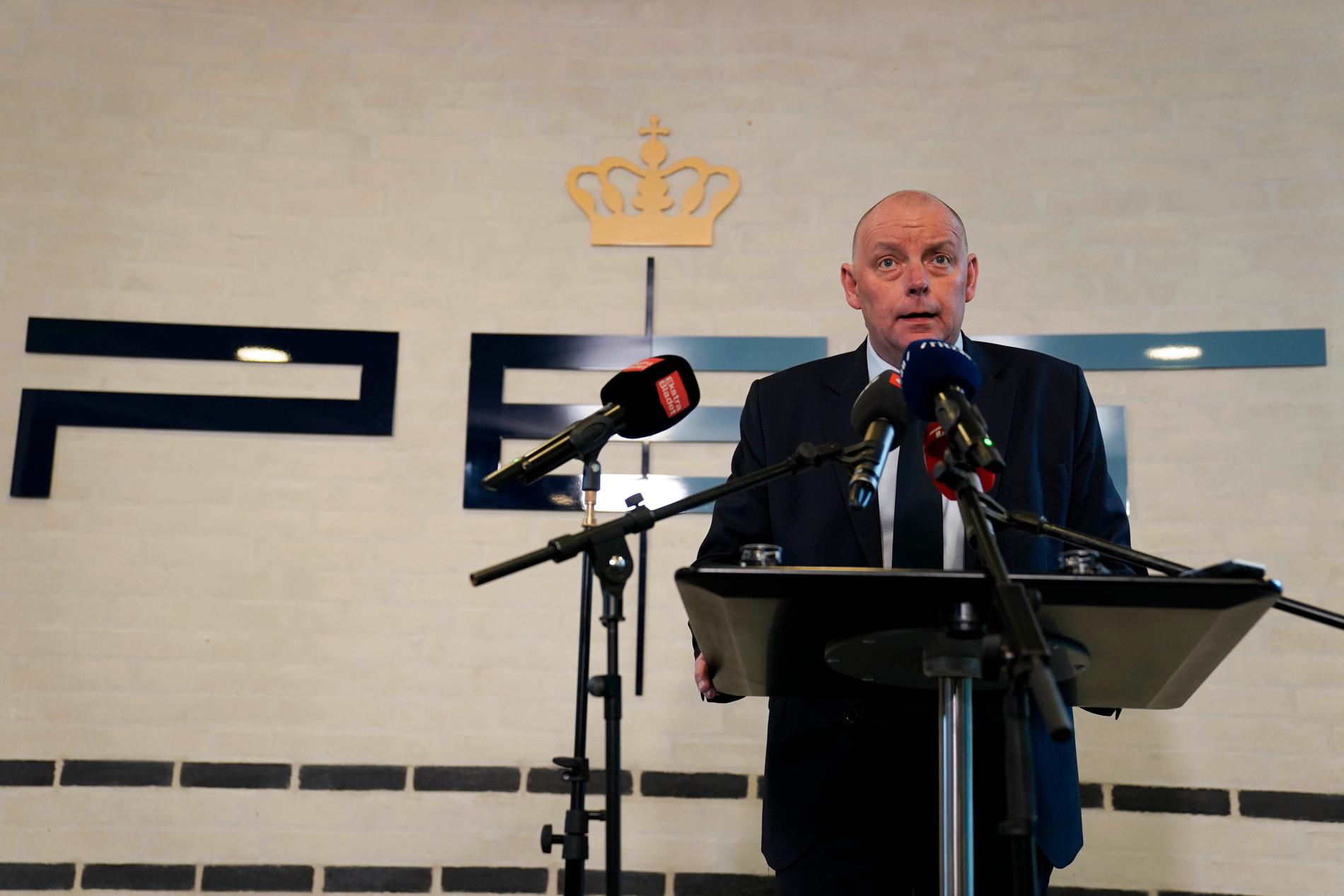Den danske säpo-chefen Finn Borch Andersen under presskonferensen då norsk-iraniern gripits 2018.