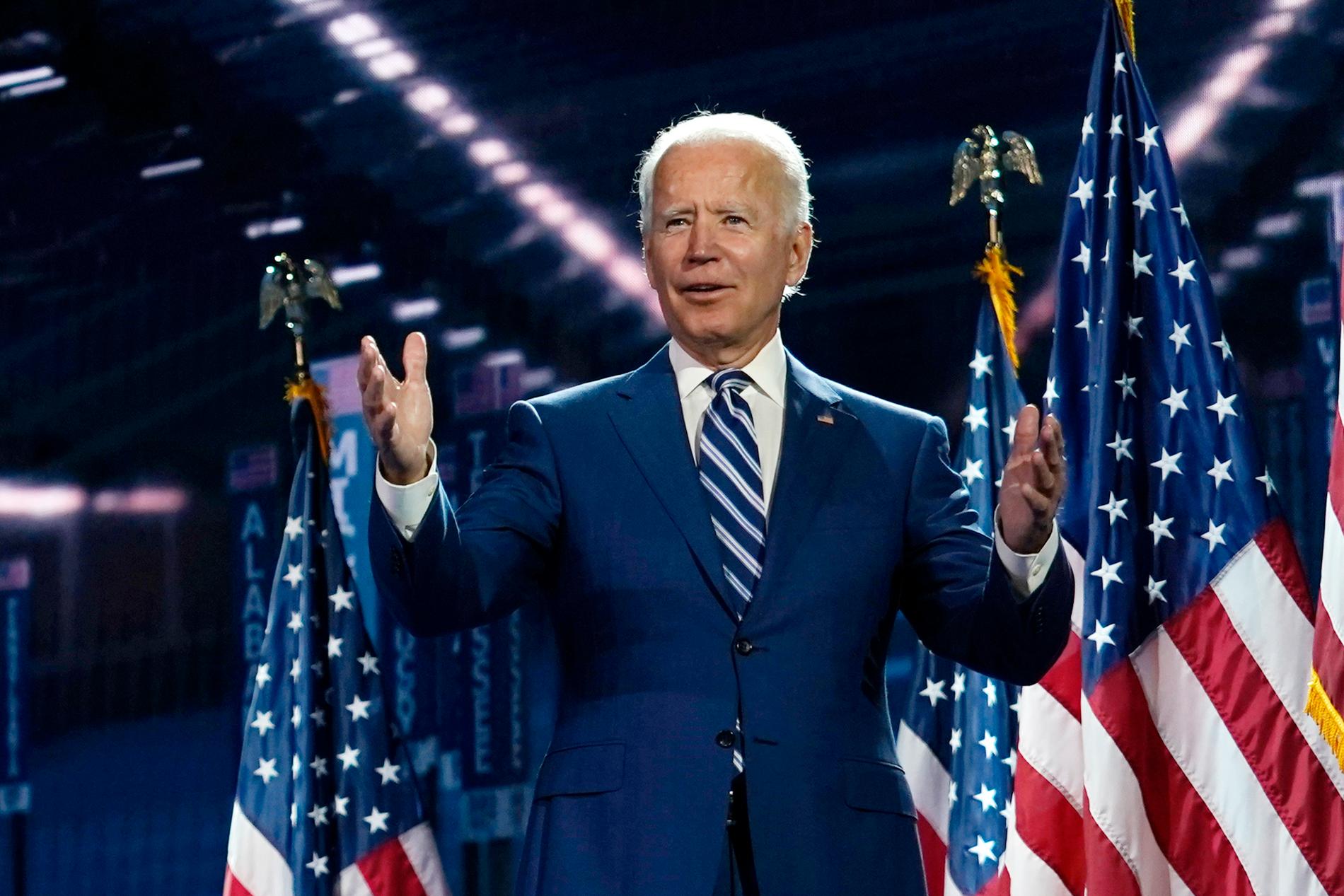 Joe Biden är sist ut på Demokraternas konvent. 