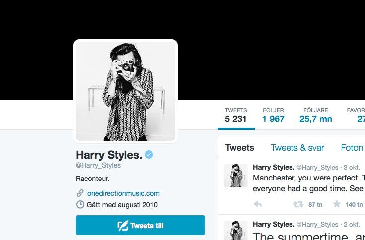 Glädjespridaren Harry  Irländsk undersökning har visat att Harry är Twitters gladaste person