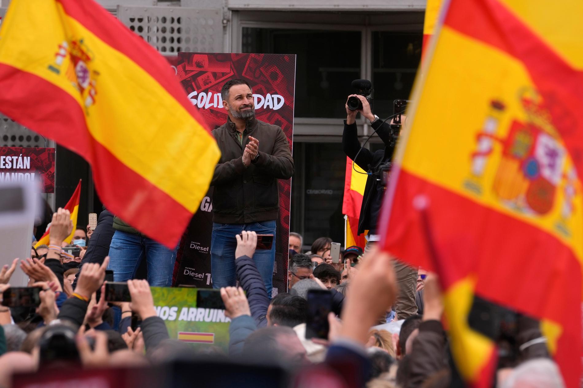 Santiago Abascal leder det spanska ytterhögerpartiet Vox. Arkivbild.