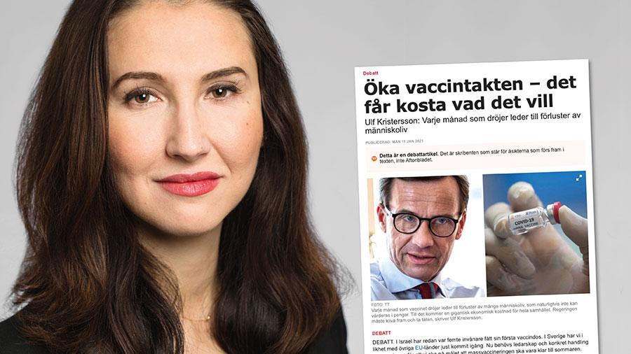 I en tid när Sverige befinner sig i kris och vi behöver samarbeta för att vaccinera så många svenskar som möjligt, så fort som möjligt, borde M:s partiledare upphöra med sitt politiska spel, skriver Aida Hadzialic.