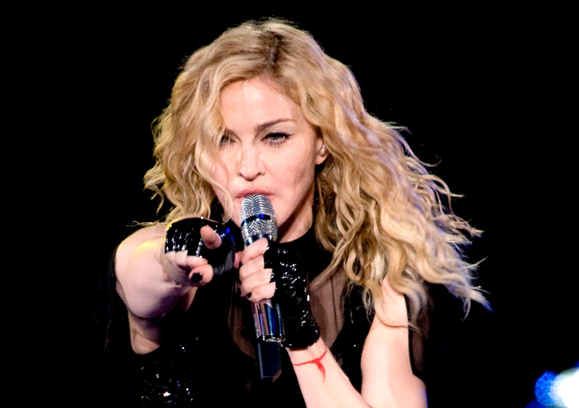 Madonna under ett uppträdande. Arkivbild.