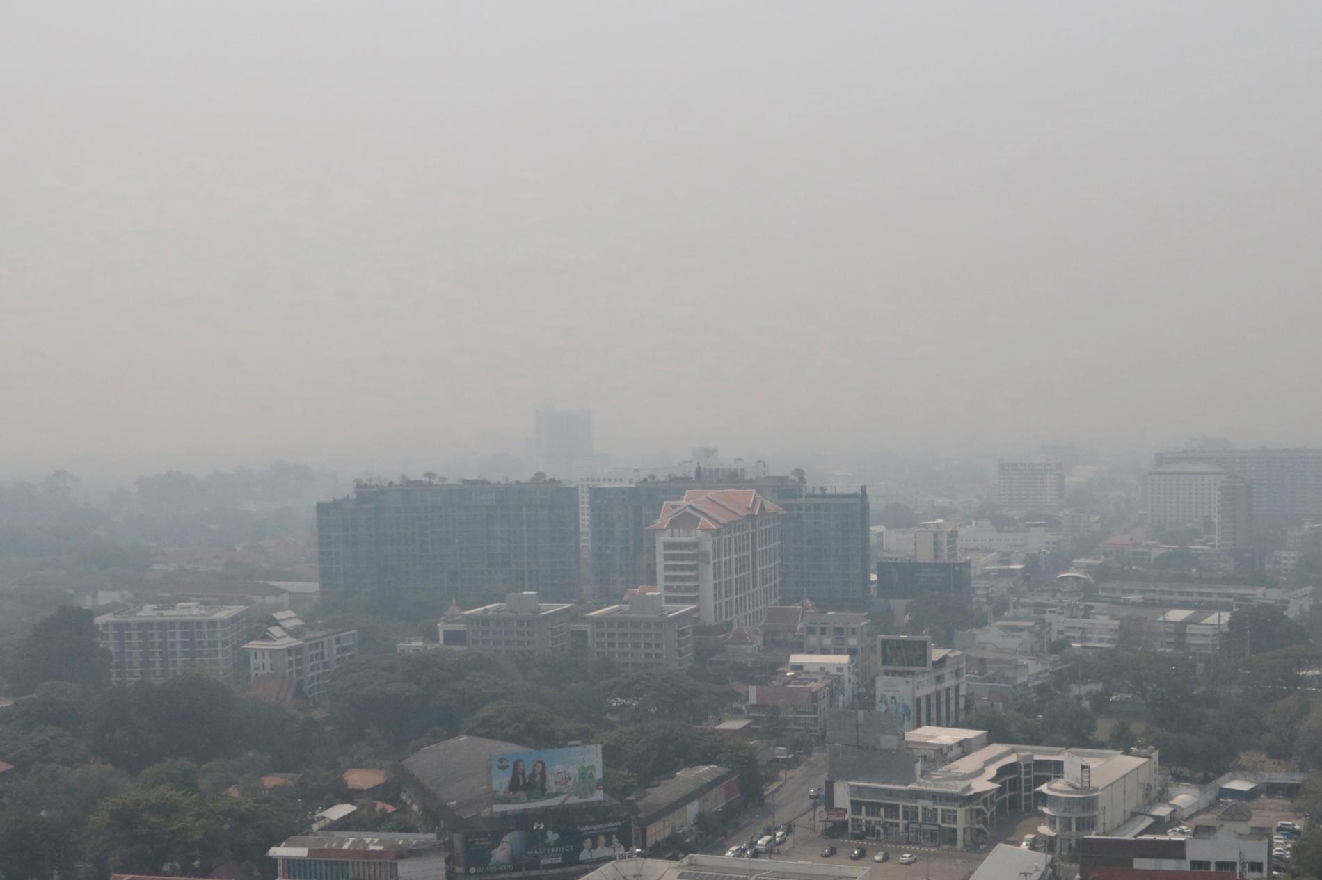 Smog över Chiang Mai tidigare i veckan. 