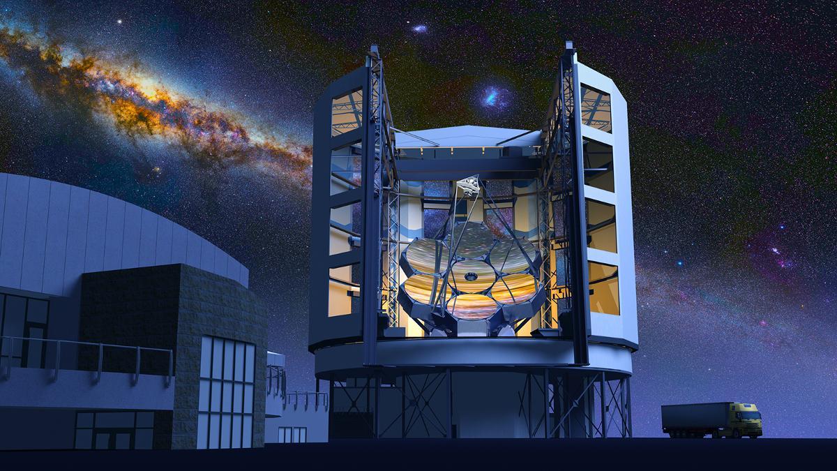 GMT (Giant magellan telescope). Ännu ett gigantiskt markbaserat teleskop som, liksom E-ELT, byggs på ett berg i den chilenska Atacamaöknen. Ska stå klart 2025.