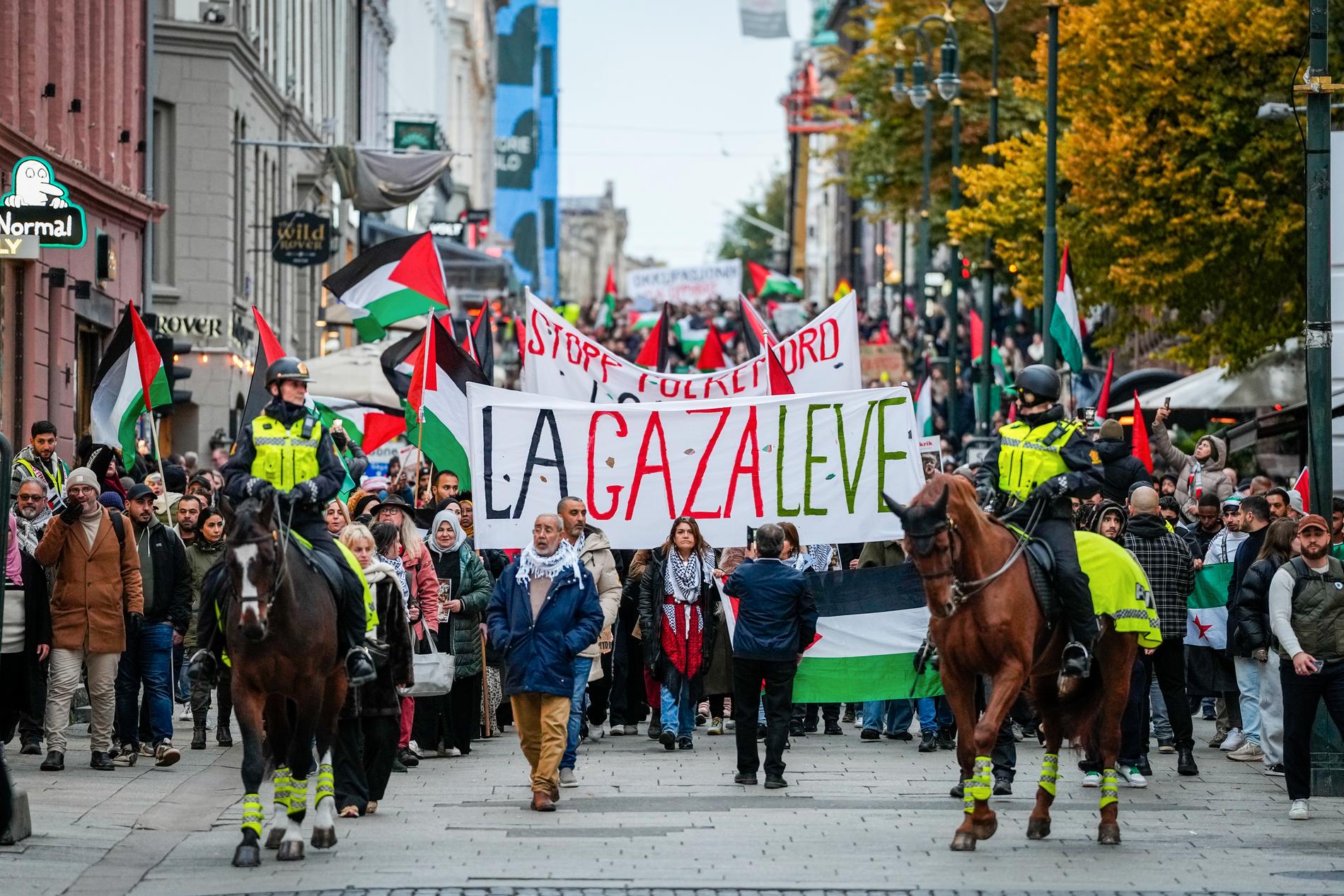 Palestinska demonstrationer i norska huvudstaden Oslo.