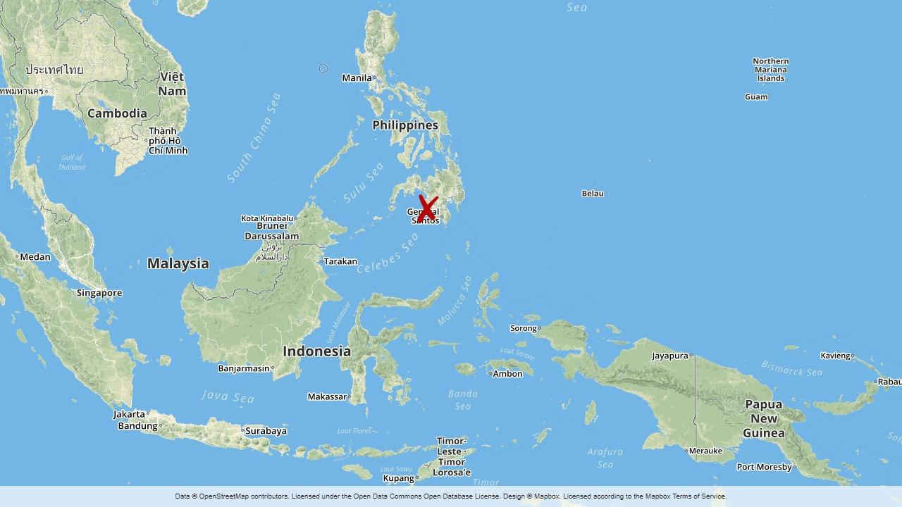 Jordbävningen inträffade i södra Filippinerna.