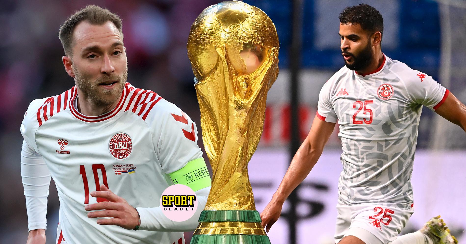 Danmark möter Tunisien i fotbolls-VM 2022.