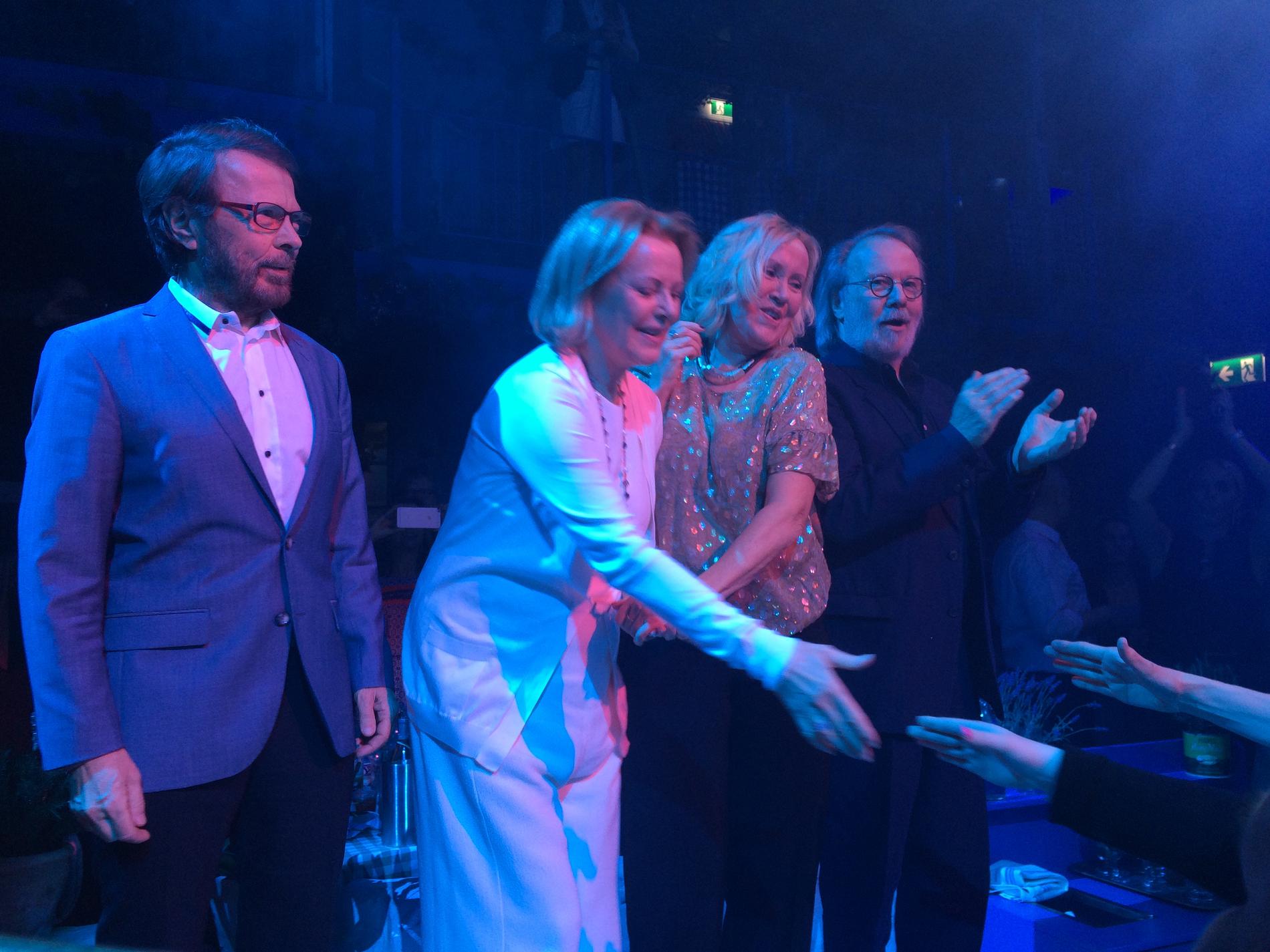 De fyra på Tyrol vid premiären av ”Mamma mia! the party” i januari 2016.