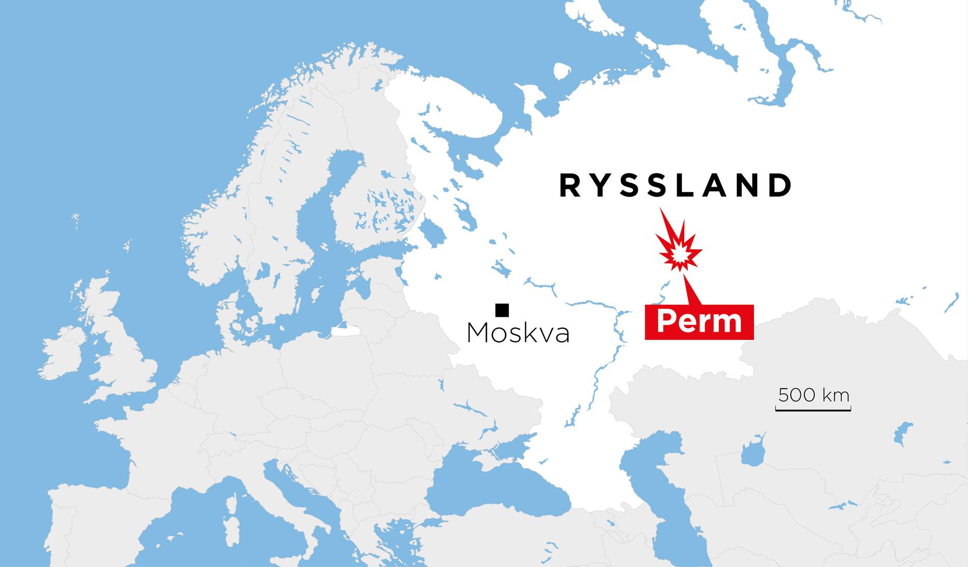 Perm ligger öster om Moskva.
