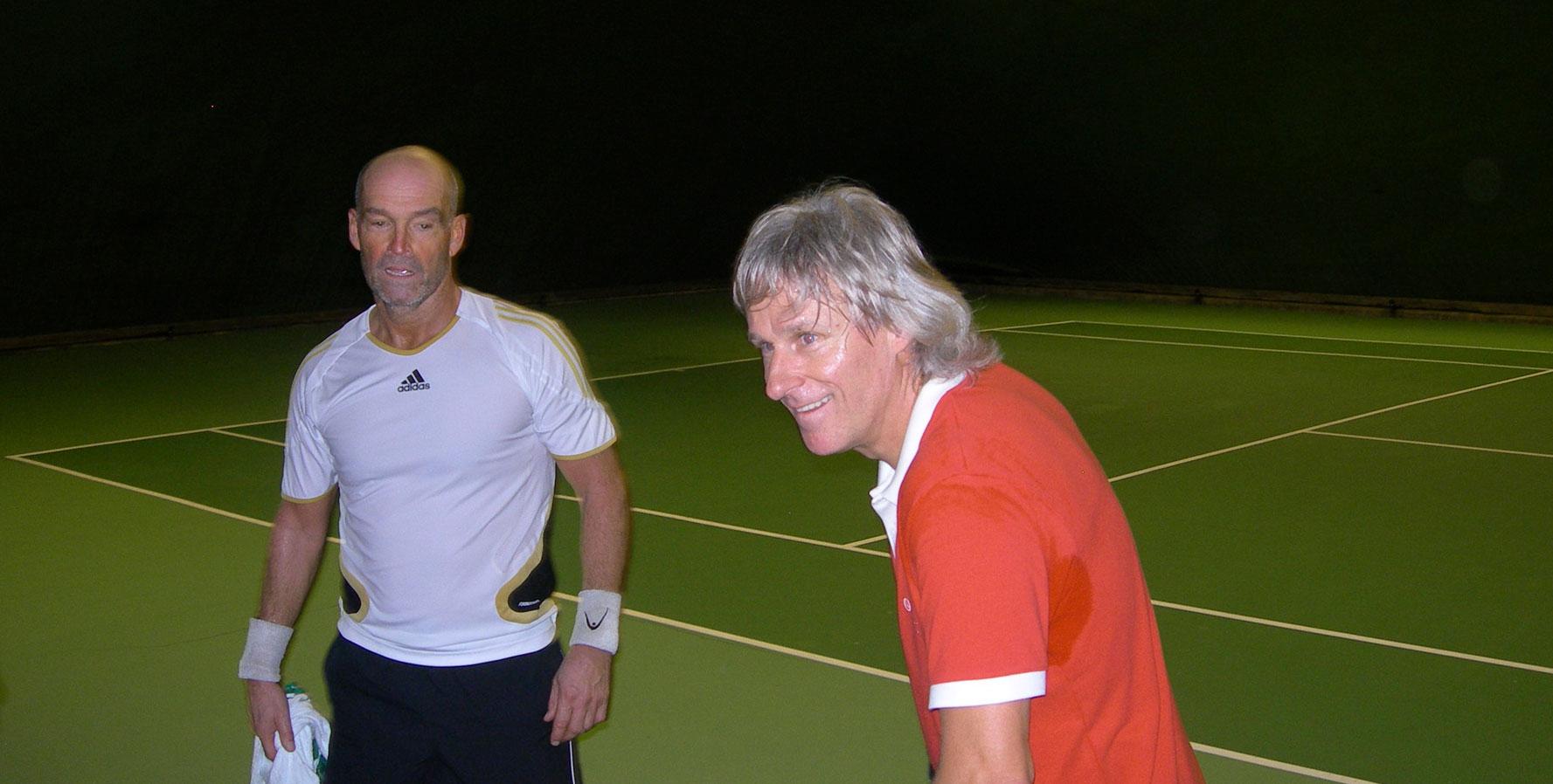 Mats Waltin och Björn Borg efter träningspass 2006.