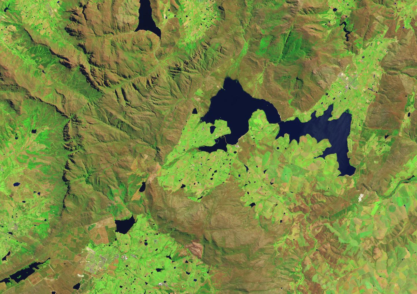 Satellitbild av Kapstadens största vattenreservoar Theewaterskloof Dam från den 18 oktober 2014. 