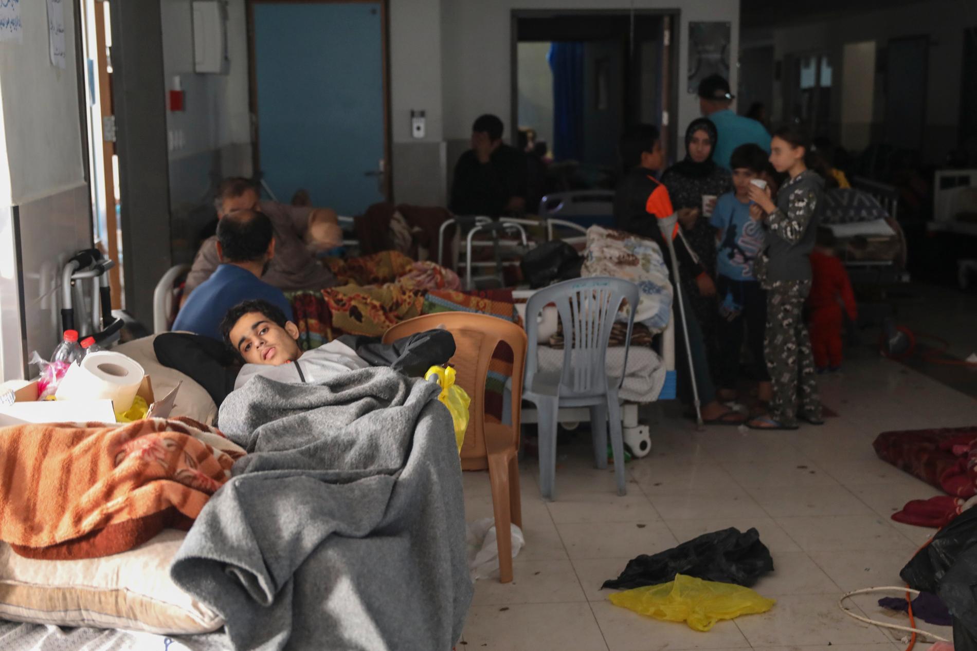 Skadade palestinier på Shifasjukhuset i november.