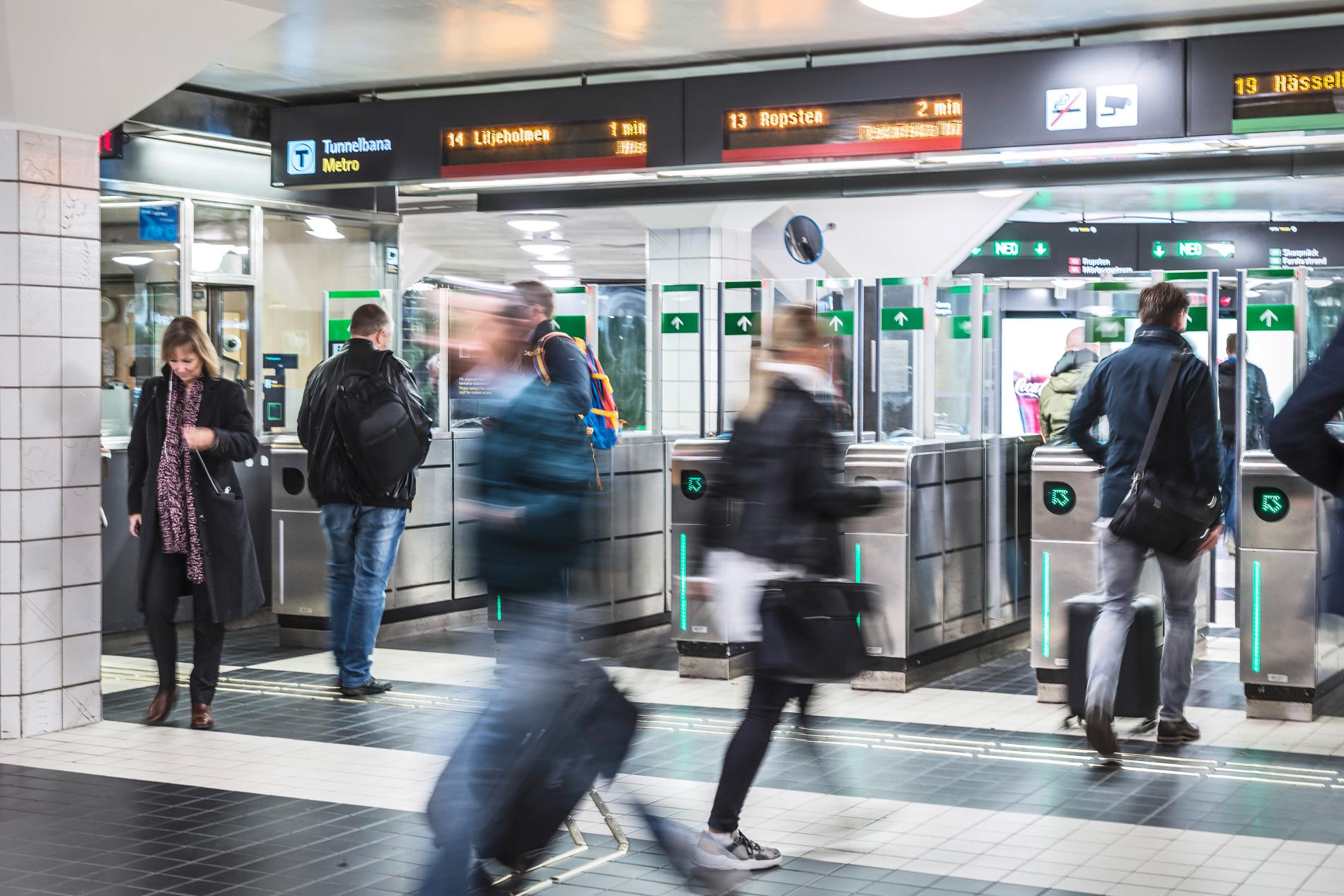 Tunnelbanan vid T-centralen i Stockholm. 