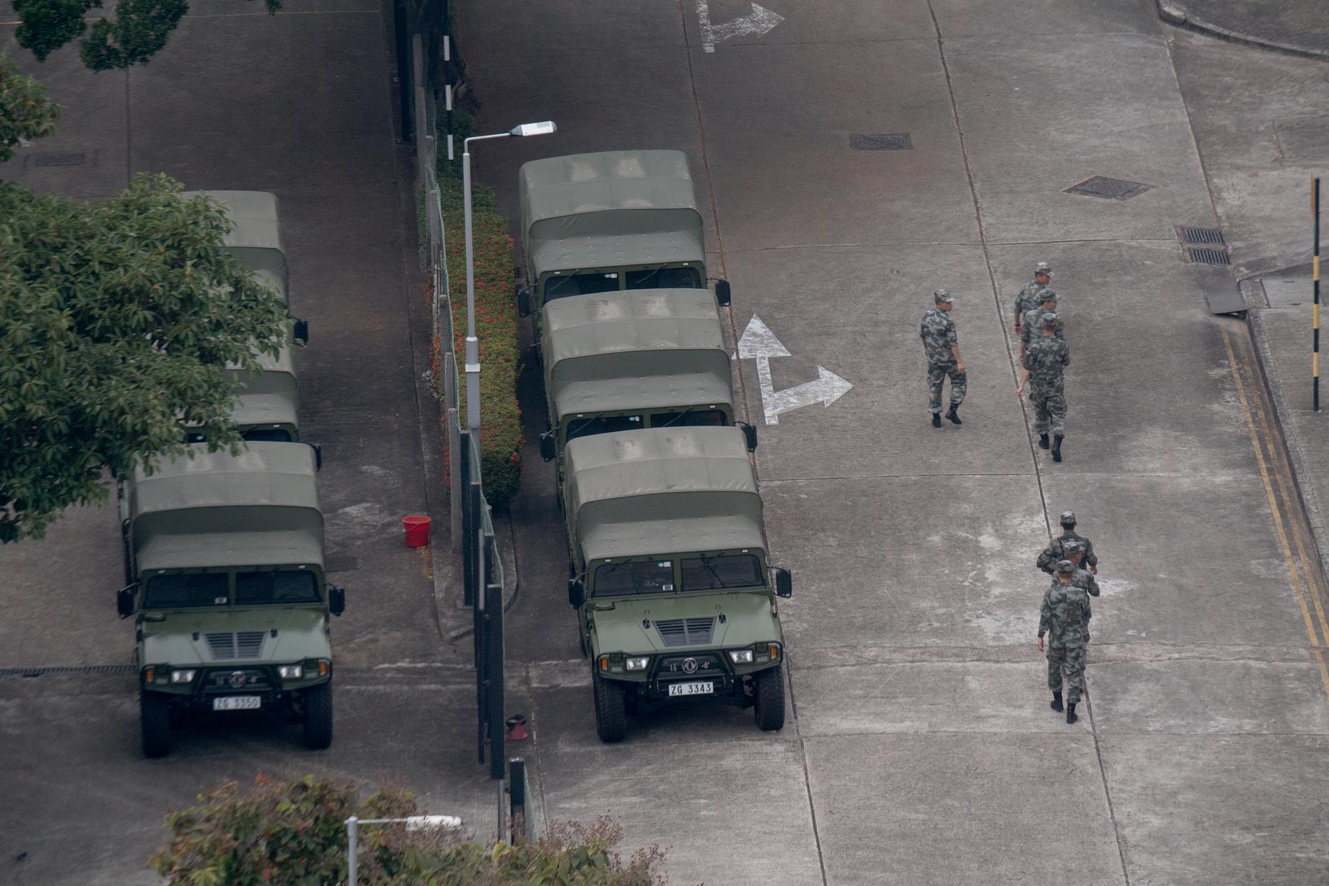 Kinesiskt militärkomplex i Hong Kong.