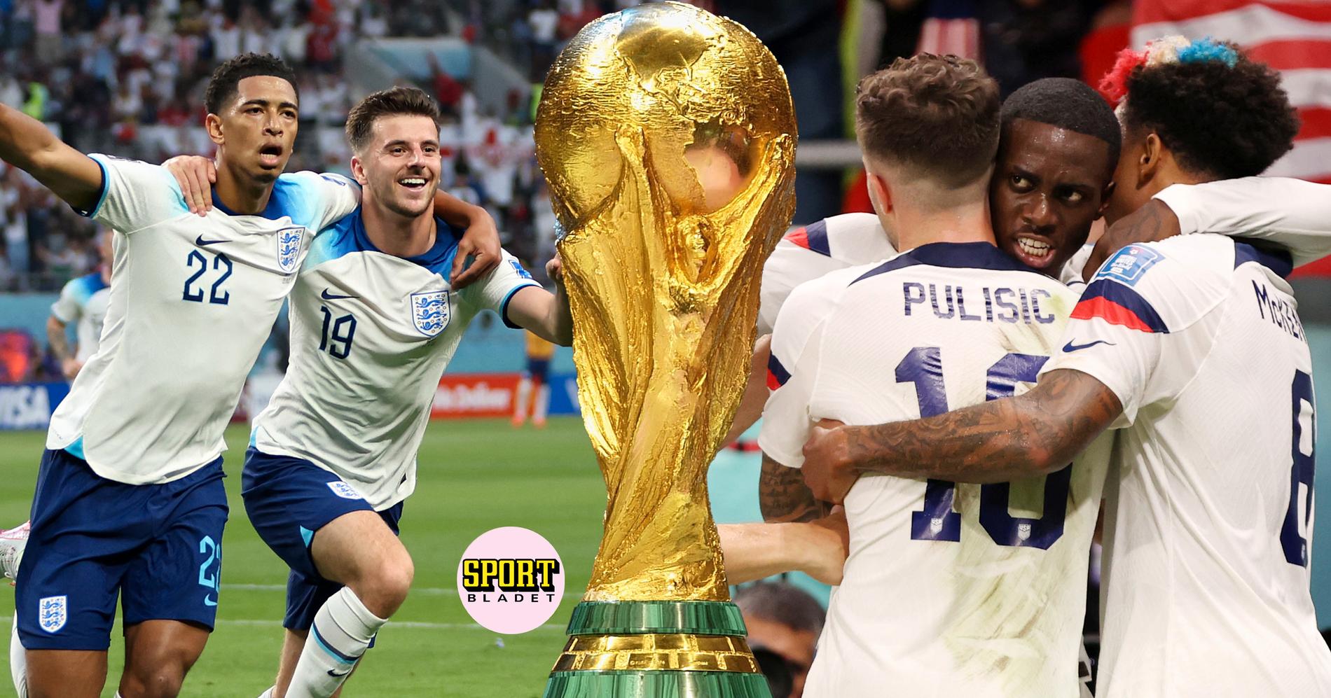 England möter USA i den andra omgången i fotbolls-VM 2022. 