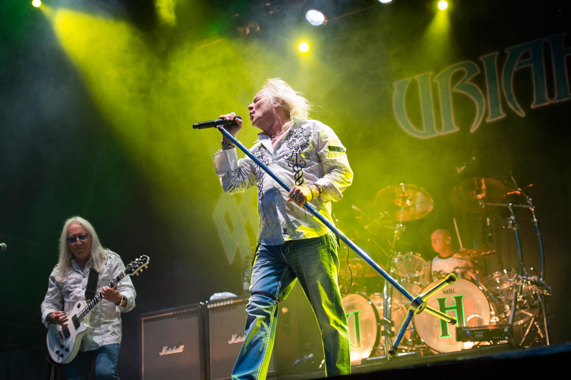 Uriah Heep, här med Bernie Shaw vid mikrofonen, uppträder på Sweden Rock Festival 2014. Bandet meddelar på Facebook att forne sångaren John Lawton är död. Arkivbild.