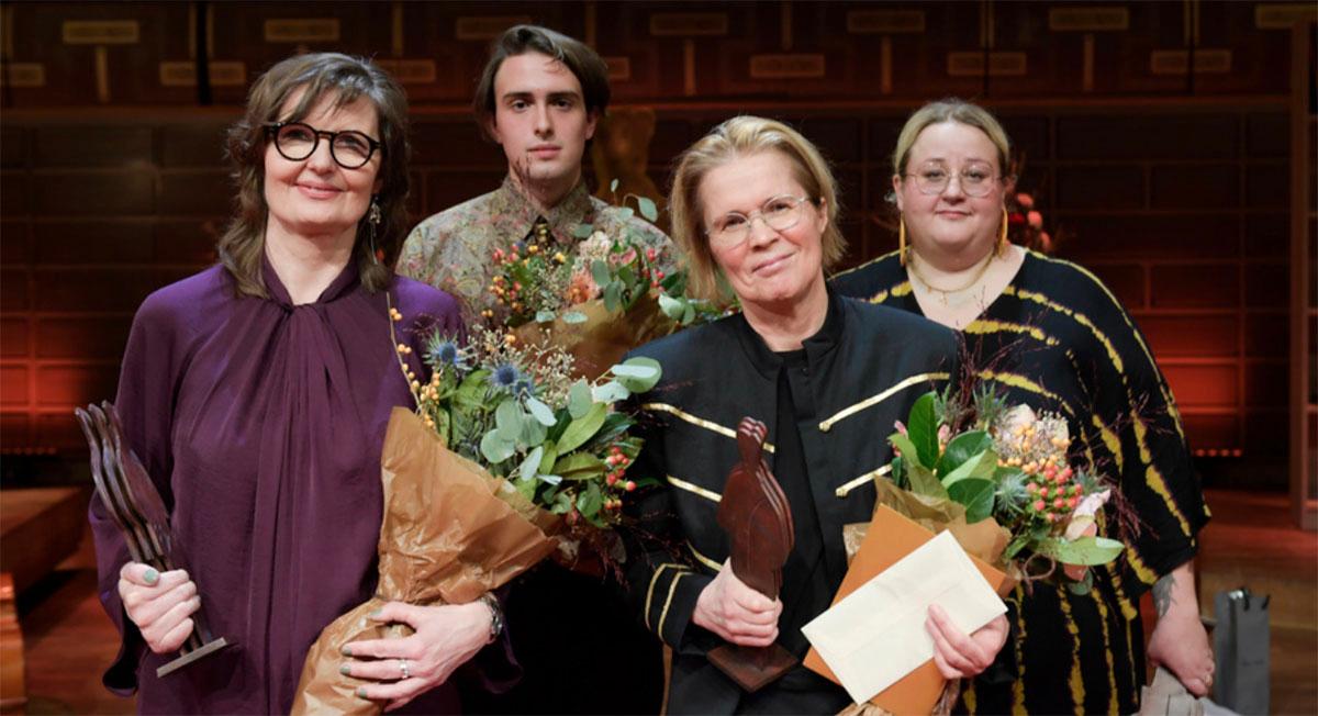 Årets samtliga Augustpristagare: Nina van der Brink, Ali Alonzo (Lilla Augustpriset), Ia Genberg och Ellen Strömberg. 