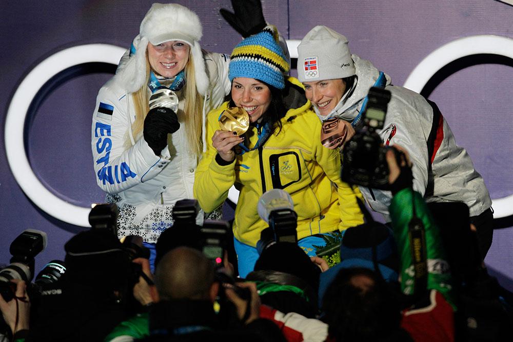 Charlotte Kalla tog guld på 10 km fritt under OS i Vancouver 2010