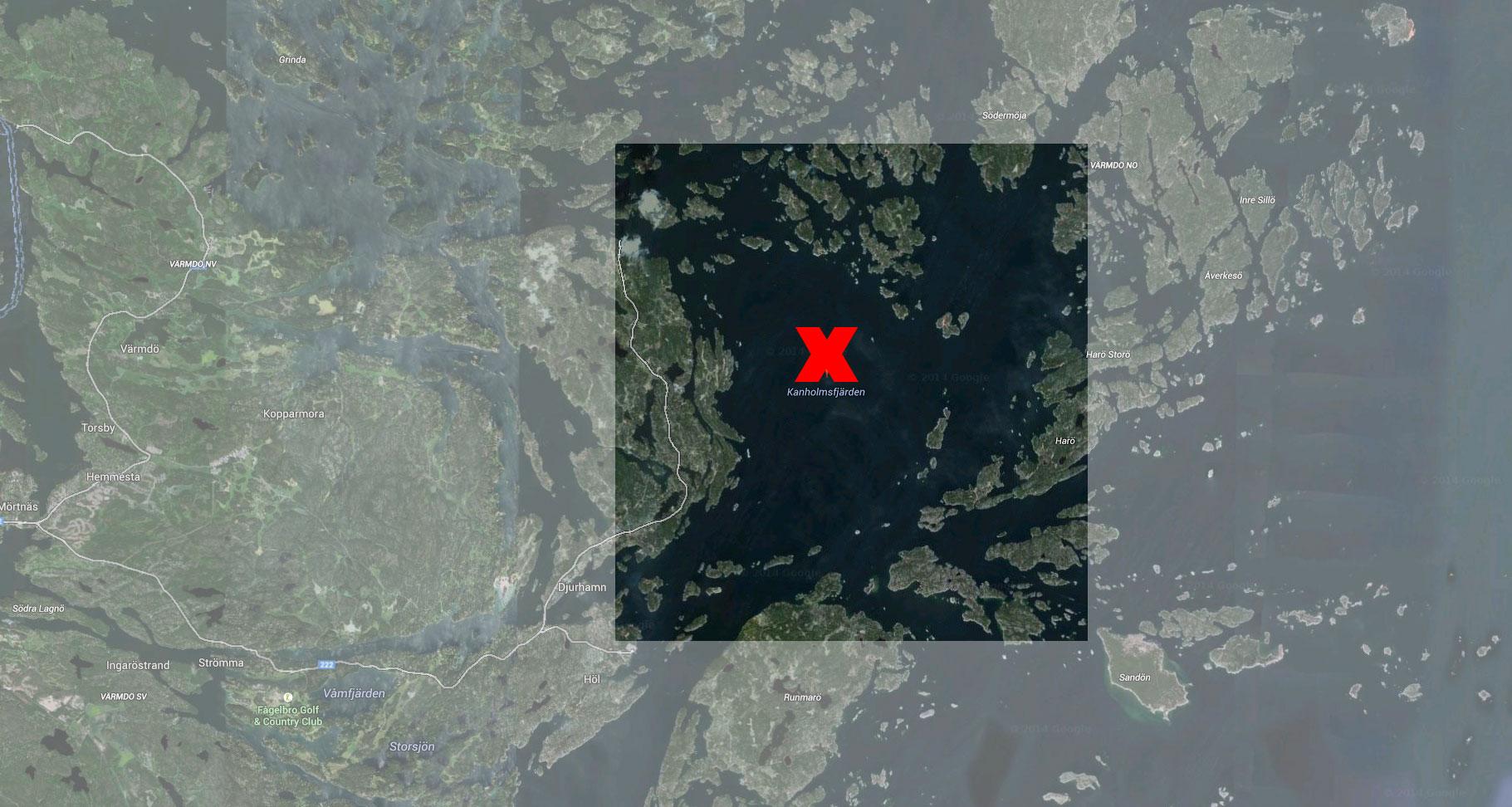 I området i och kring Kanholmsfjärden i Stockholms skärgård pågår marinens underrättelseoperation.