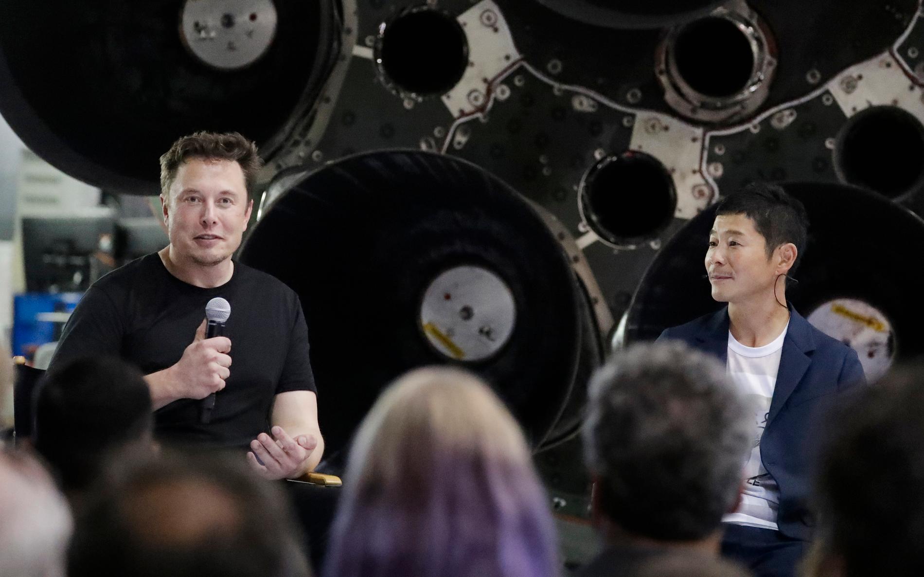 Elon Musk skickar upp världens första rymdturist, den japanske miljardären Yusaku Maezawa. Arkivbild.