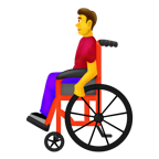 Man i manuell rullstol. 
