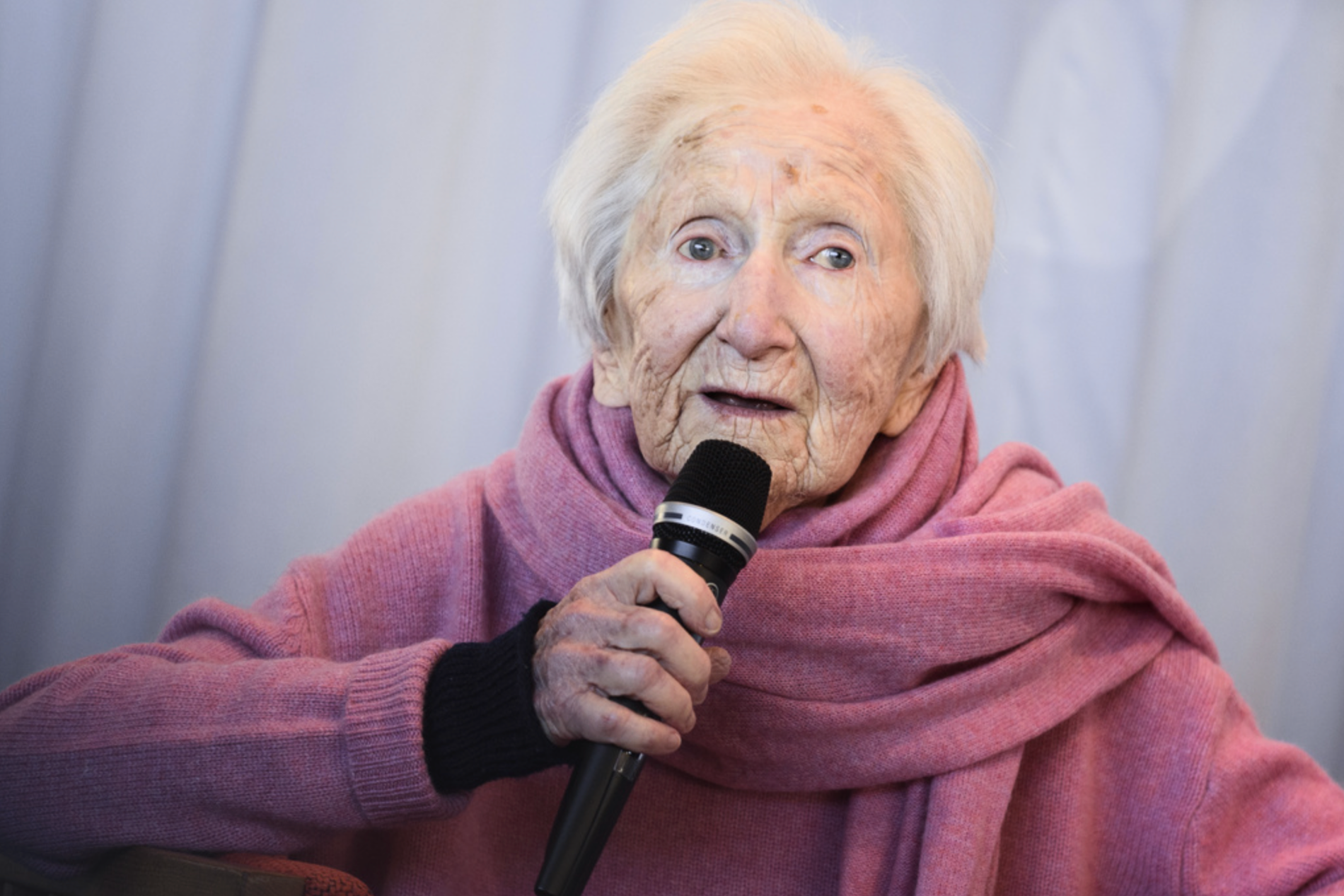Hédi Fried (1924–2022) i samband med utgivningen av hennes barnbok ”Historien om Bodri” 2019.